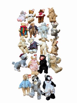 TY Beanie Babys Paket x 19 Dachboden Piccadilly Clown Katze Bären Vintage Retired