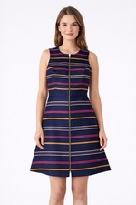 Tommy Hilfiger Striped Zip Front Sheath Dress Navy Pink Size 12