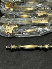 8 vintage cabinet handles pulls in an antique brass finish