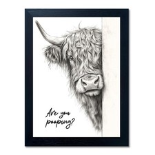 Funny Highland Cow Bathroom Wall Art - Rustic Farmhouse Wall Decor with Humor...