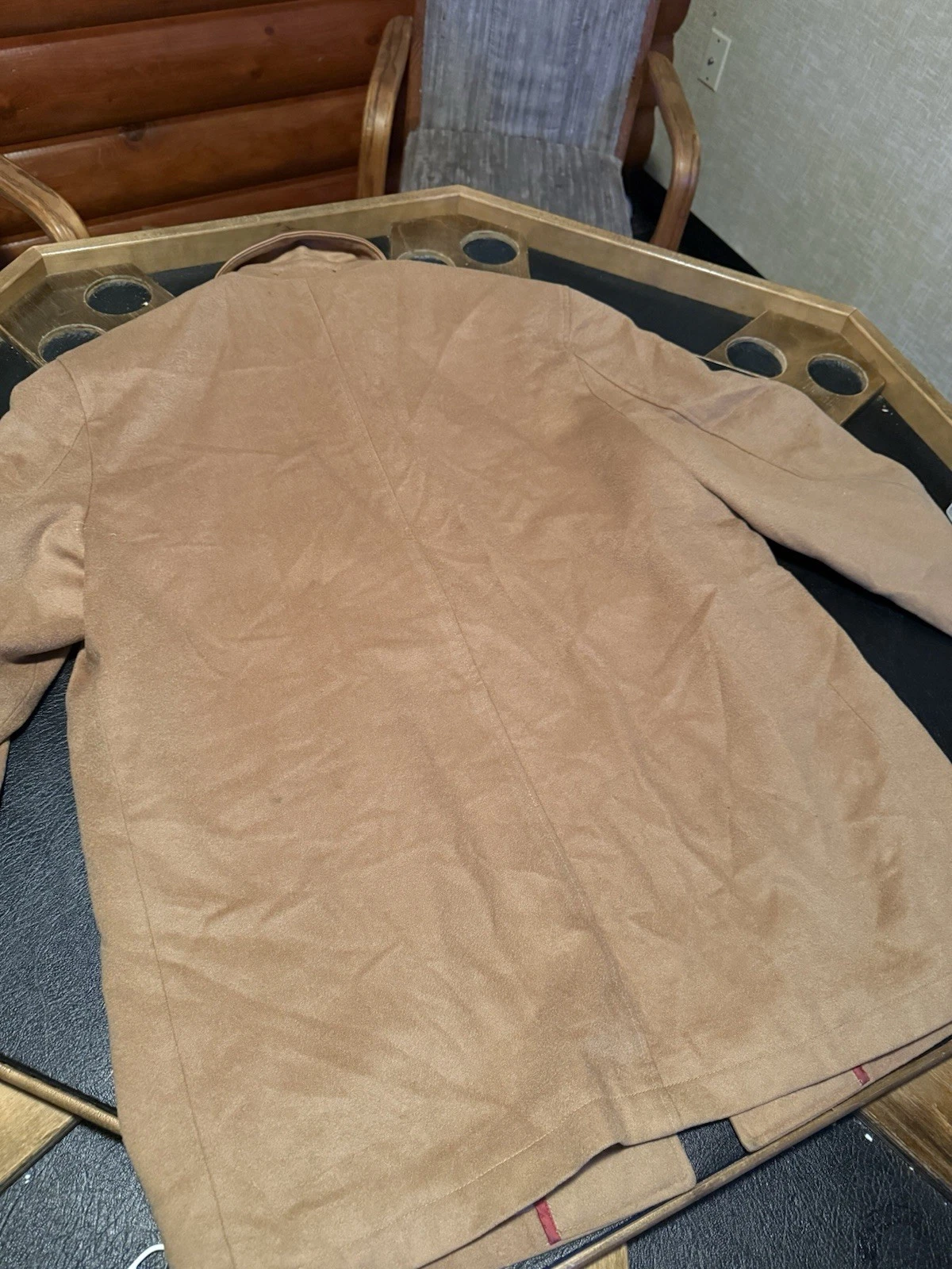Andre Lanzino Hand Tailored Wool Cashmere Blend Coat Leather Trim 44R image 8