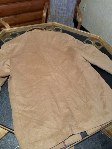 Andre Lanzino Hand Tailored Wool Cashmere Blend Coat Leather Trim 44R image 8