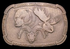 NB12115 NOS GREAT VINTAGE 1970s  ALASKA  WILDLIFE BEAR MOOSE SHEEP BUCKLE
