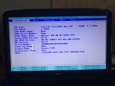 acer aspire 5738pg-6306 w/radeon hd 4570 mobility  no hdd, 4gb ram, no charger 