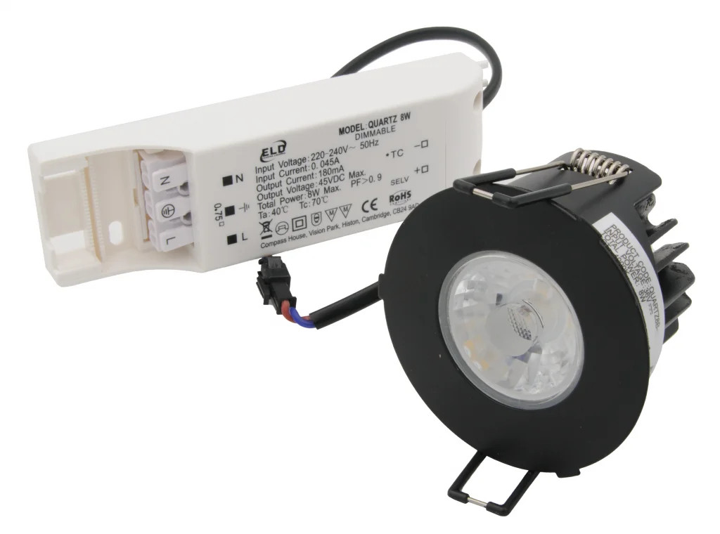 Downlight Black Quartz LED 8w 4000K Dimmable Body Only QUARTZ8B-4K