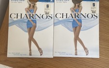Image of Charnos Simply Bare Tights 7 Denier Natural Tan No Toes Size Large X 2 Pairs New