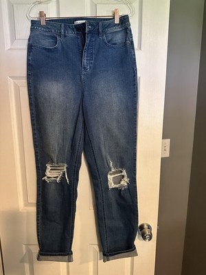 Women s Blue Medium Wash Distressed Straight 5-Pocket Denim Jeans Size 6T
