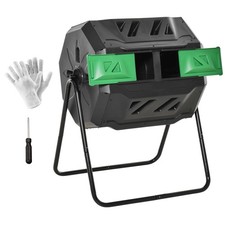 Outsunny 160L Outdoor Tumbling Compost Bin with Dual Chamber, Black