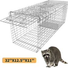 Live Animal Trap Extra Large Rodent Cage Garden Rabbit Raccoon Cat 32" x 12.5"