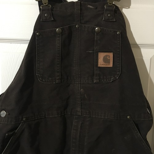 Carhartt Mens Canvas Overalls Bib 38X30 Brown Workwear Double Knee Chore Barn - Picture 5 of 15
