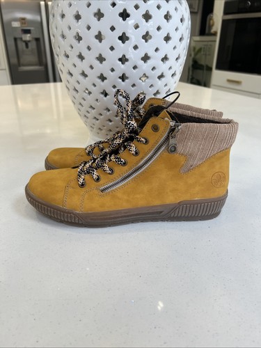 Rieker Hi Top Lace & Zip Trainers & Cuff Detail UK 8 (EU42)New Rrp £69.50 Yellow - Picture 2 of 12