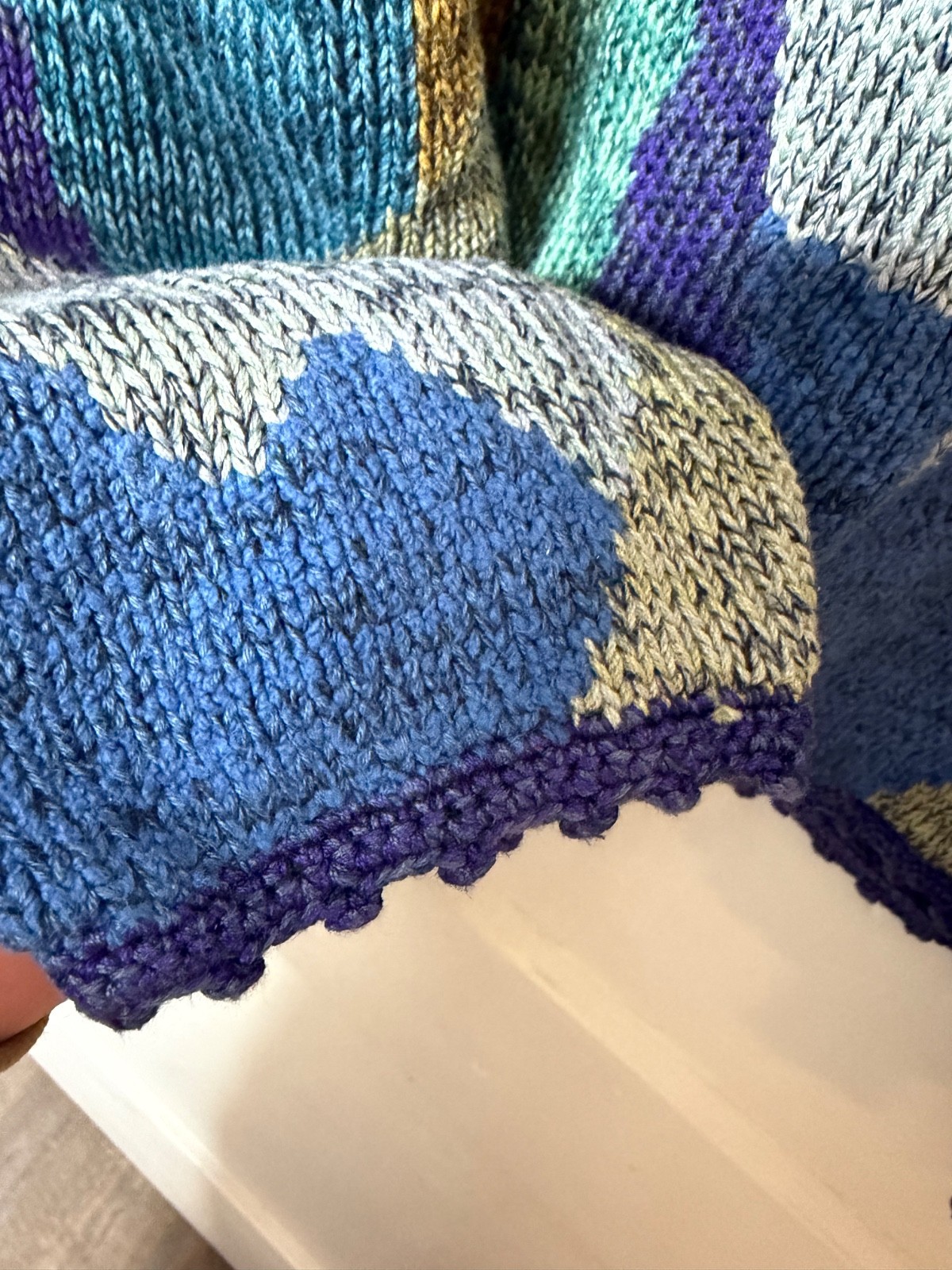 Peruvian Connection Terrazzo Pullover Blue Patchw… - image 5