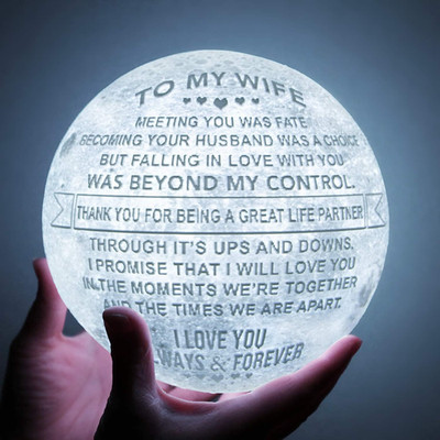 Engraved 3D Moon Lamp Anniversary Valentine S Gift for Wife, to My Wife Birthday