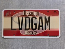 Arizona Dbacks Aluminum License Tag LVDGAM Single Diamondbacks AZ Baseball MLB