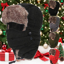 Men Women Warm Winter Hats with Removable Face Mask Earflaps Hunting Outdoor Hat