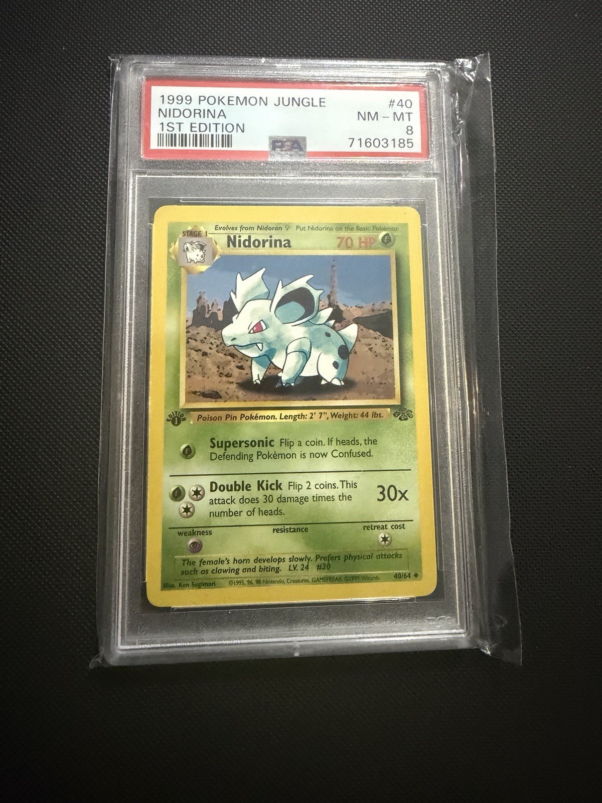 1999 POKEMON JUNGLE #40 NIDORINA PSA NM-MT 8 1ST EDITION GRADED CARD TCG