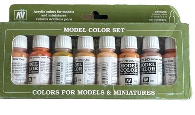 Vallejo Model Color Face Skin Tones Set Acrylic Paint 8 Colors Miniatures 70124