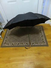 VTG Whangee Handle Umbrella Metal Shaft / Black Dome Needs Repair