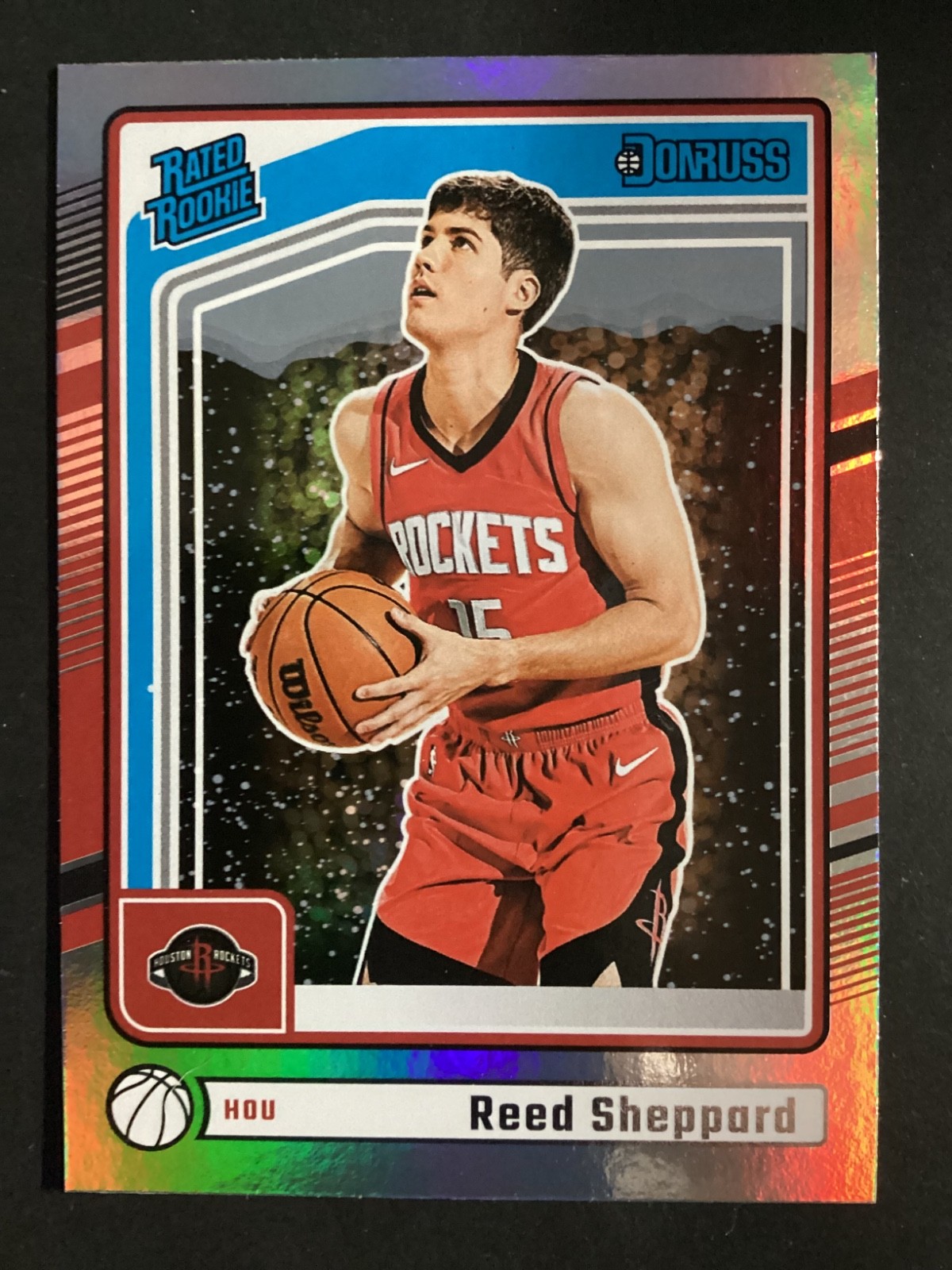 2024-25 Panini Donruss Reed Sheppard (RC) #202 Rated Rookie Winter Holo Rockets