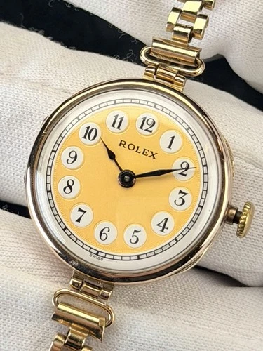 (9ct Gold) Vintage Rolex Lady Art Deco Cocktail Watch 26mm Antique Bracelet