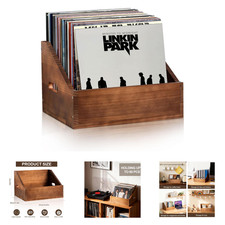 Wooden Vinyl Record Storage Crate Large Capacity Retro LP Organizer Case for 60