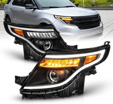 for 2011-2015 Ford Explorer LED Tube Signal Projector Black Replacement Headligh