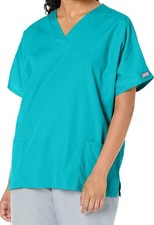 Cherokee Women's Small Workwear Scrubs Short Sleeves Top 4700 TLBW Teal Blue GQ