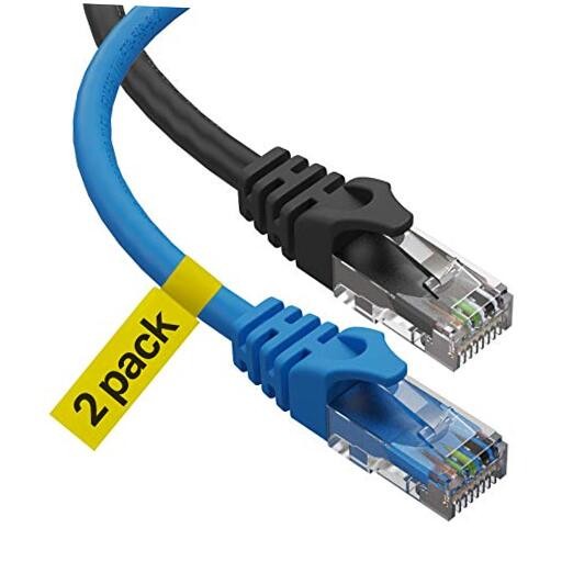 6ft Cat6 Ethernet Cable 2-Pack - Black & Blue UTP LAN (1.8m)-image