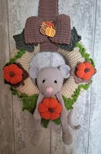 Türkranz Herbst Halloween Herbstkranz  Kürbis Maus Blätter Deko Handarbeit  LED