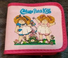 Vtg 1980's Cabbage Patch Kids Canvas & Vinyl Wallet  - Pink On Pink -