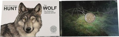 Estonia 2 Euro  2021 year Coin Card The Estonian national animal   the wolf
