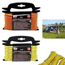 1/4" Neon Reflective Guyline for Camping Tent Tarp Rope 50' Cord Paracord