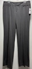 AB Studio Womens Dress Pants 10 Smoke Gray Zip Fly Slight Flare Midrise Stretch