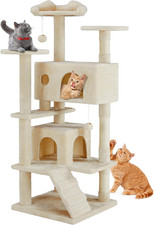 54-Inch Indoor Cat Tree Tower Multi-Level Pet House for Large Cats with 2 Condo