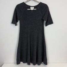 Ganni 3192 Winter Jersey 100% Cotton Knit Swing Dress Charcoal Gray L