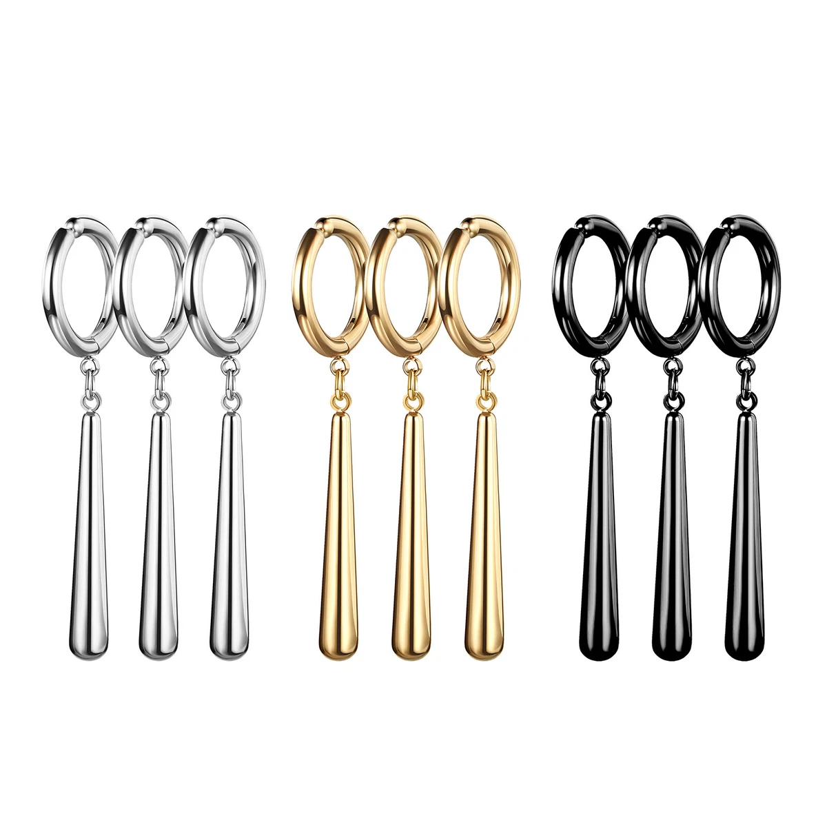 3pcs Zoro Cosplay Earrings Men Dangle Hoop Stainless Steel Non 3pcs Zoro Cosplay Earrings Men Dangle Hoop Stainless Steel Non