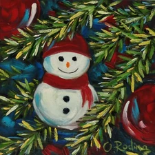 Snowman Oil Painting Picture Hand Art Home Painting Oil Snowman Christmas Art