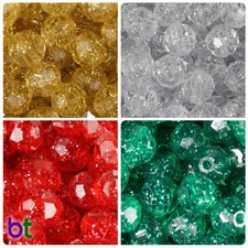 BeadTin Sparkle 10mm Faceted Round Craft Beads 225pcs - Color choice