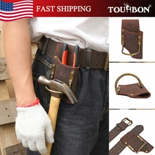 TOURBON Leather Axe/Hammer/Wrench/Pliers Belt Holster Wrokshop Tool Carry Hanger
