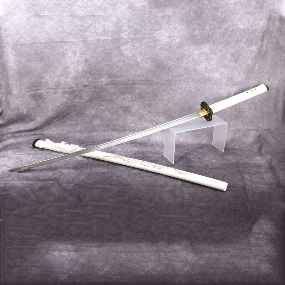 39英寸白色全唐手工锻造龙收藏品日本武士武士武士武士剑 — 第 4/4 张图片
