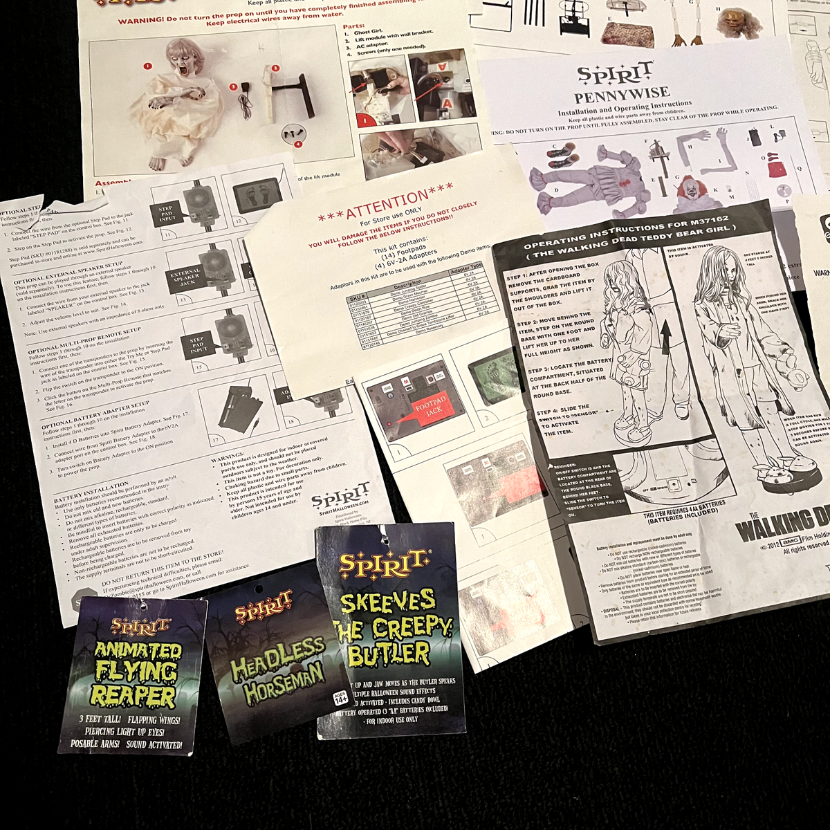 Spirit Halloween Vintage Animatronic Instructions Directions Lot of 18