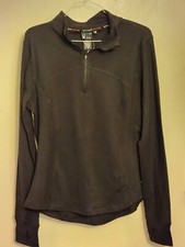Spyder Womens Black Long Sleeve Zip Active Top, With Thumb Holes, NWT,MED