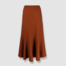 $2190 Gabriela Hearst Women's Brown Wool Flared Midi Skirt Size XS