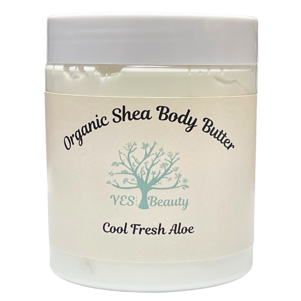 Organic Shea & Cocoa Body Butter - Cool Fresh Aloe - Rich & Creamy - 8 oz