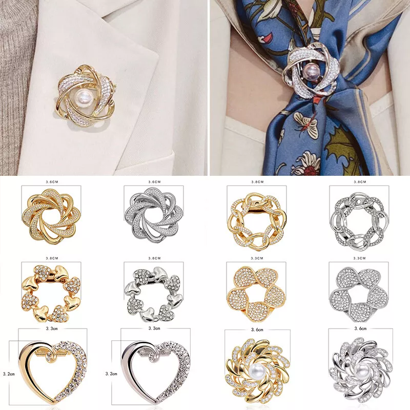 Shawl Clip Pins Brooch Rhinestone Flower Scarf Ring Scarf Buckle Korean  Style