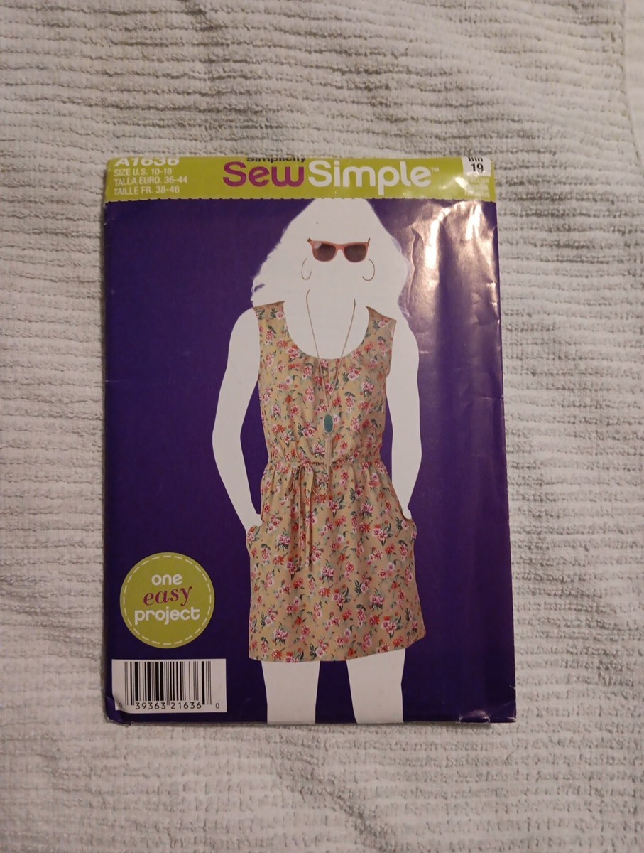 Simplicity-Sew Simple A1636 Misses' Pullover Dress & Tie Belt Sz 10-18 NEW  UC FF | eBay