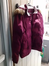 Women's Lee Cooper Pink Bubble Coat, Faux Fur Lined Hood, Size 16