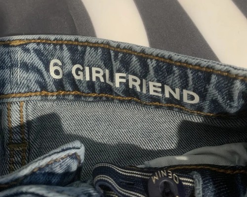Stressed Gap Kids 6 Girlfriend Jeans Washed Blue Size 6 For Girls With Tags New - Picture 7 of 12