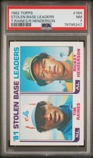 1982 TOPPS 164 STOLEN BASE LEADERS T.RAINES/R.HENDERSON PSA 7