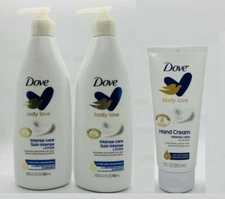 Dove Intense Care Body Lotion 2 (13.5oz) Bottles + (3oz) Hand Cream Combo Pack!